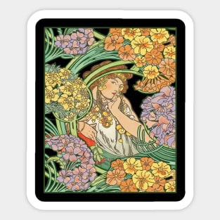 Mucha Lady (on black) Sticker